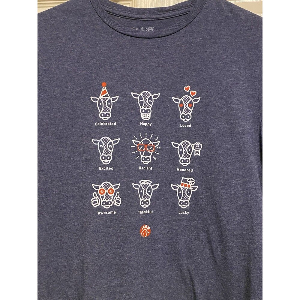 Chick-Fil-A Cow Appreciation Day 2019 Graphic Mens T-Shirt Small Promo Blue*Read